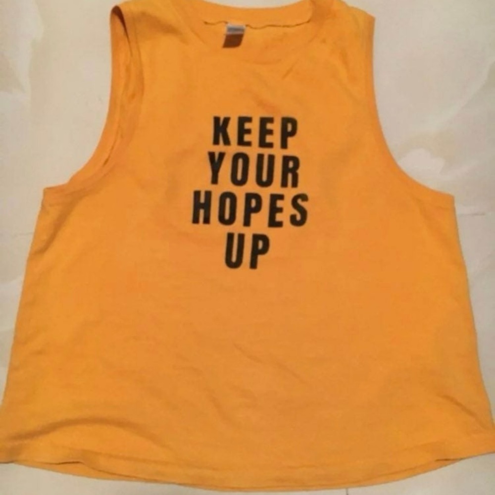 Gold women’s Graphic Tank Top - "Keep Your Hopes Up"